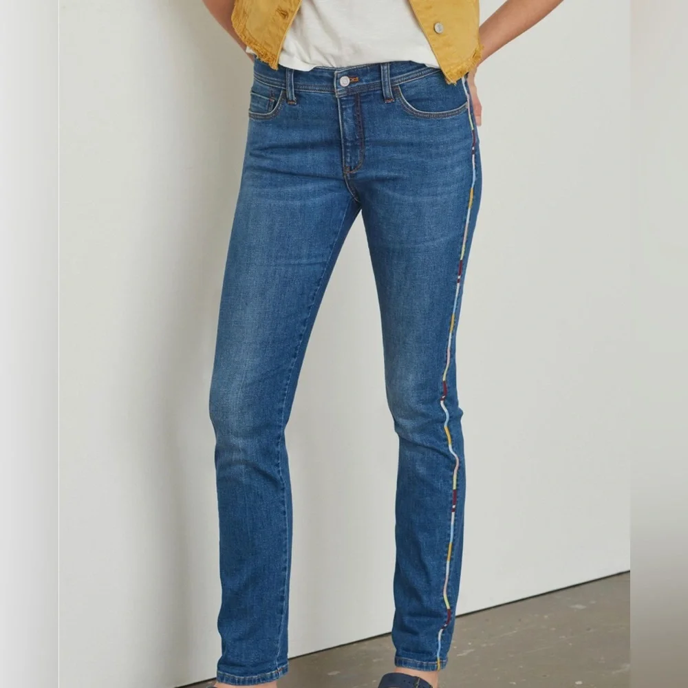Anthropologie Pilcro Slim Boyfriend Crop side stripe jeans 32 - Picture 1 of 11
